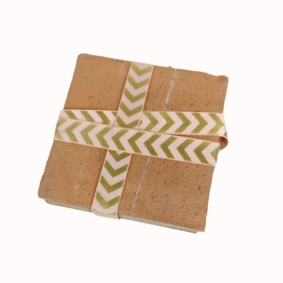 Peach Floral Terracotta Ceramic Tile Cup Coasters Set of 4 - Picture 5 of 5